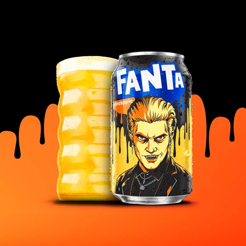 Fanta Pineapple can with Drayk the vampire