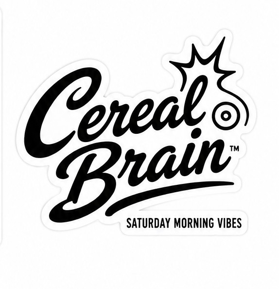 Cereal Brain Saturday Morning Vibes logo sticker — new merch coming soon